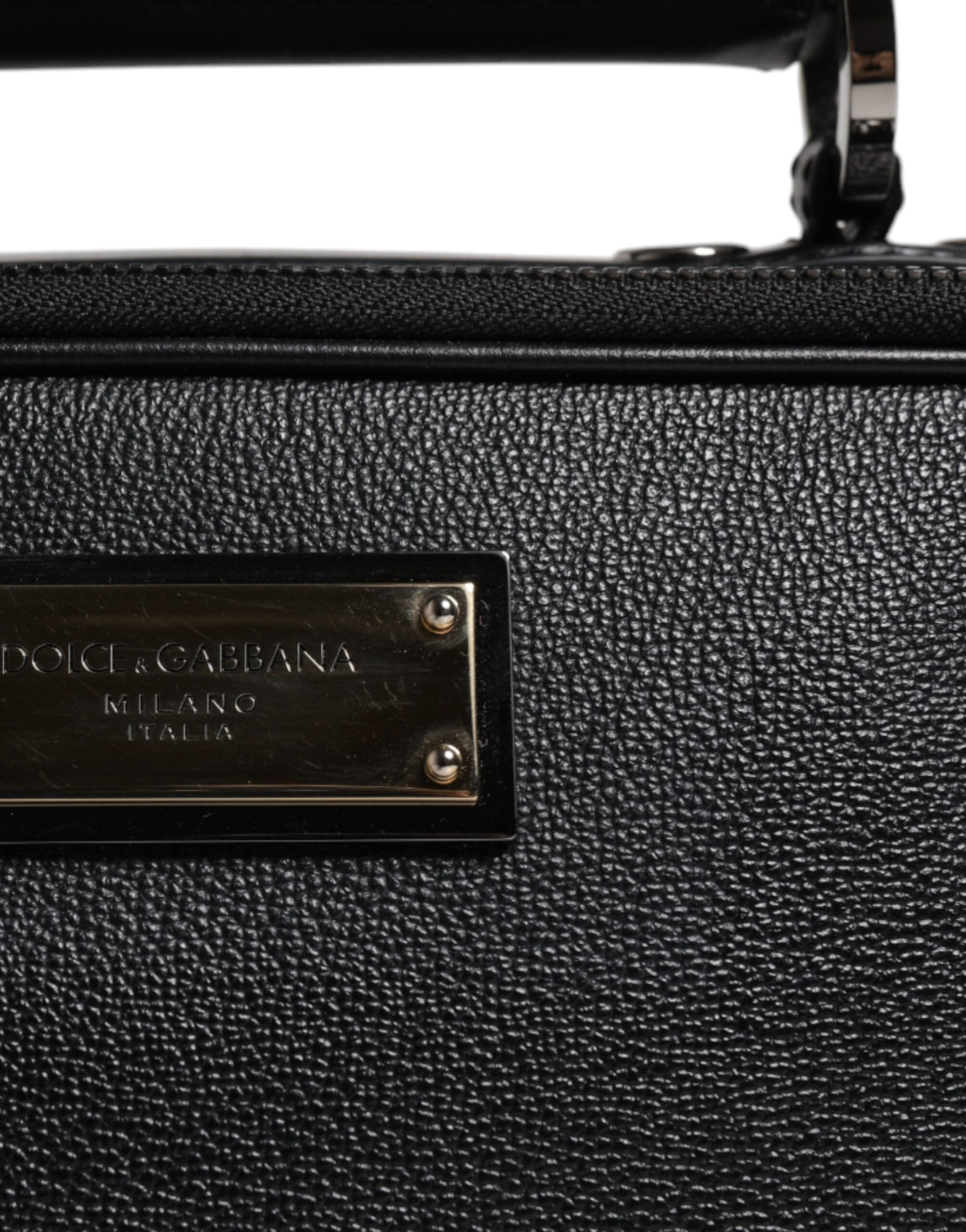 Dolce & Gabbana Schwarze Nylon Leder Logo Top Handle Crossbody Tasche